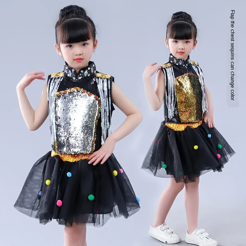 Детские костюмы для джазовых танцев с блестками комплект сцены мальчиков и