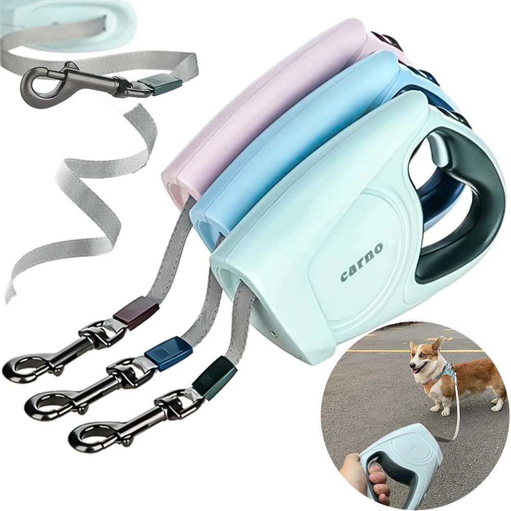 

5m Dog Leash Automatic Stretching with LED Luminous Flashlight Durable Pet Supplies for Large Dog Retractable Traction Rope