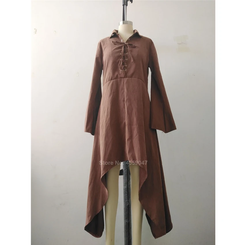 

Woman Vintage Medieval Costume Halloween Cosplay Stage Performance Irregular Dress Long Sleeve Cotton Party Bandage Vestido