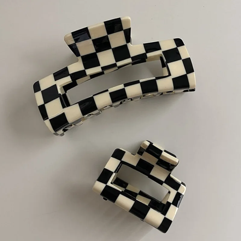 

2021 New Women Elegant Hollow Square Plastic Hair Claws Vintage Plaid Hair Clips Girls Headband Hairpin Fashion Hair Accessories