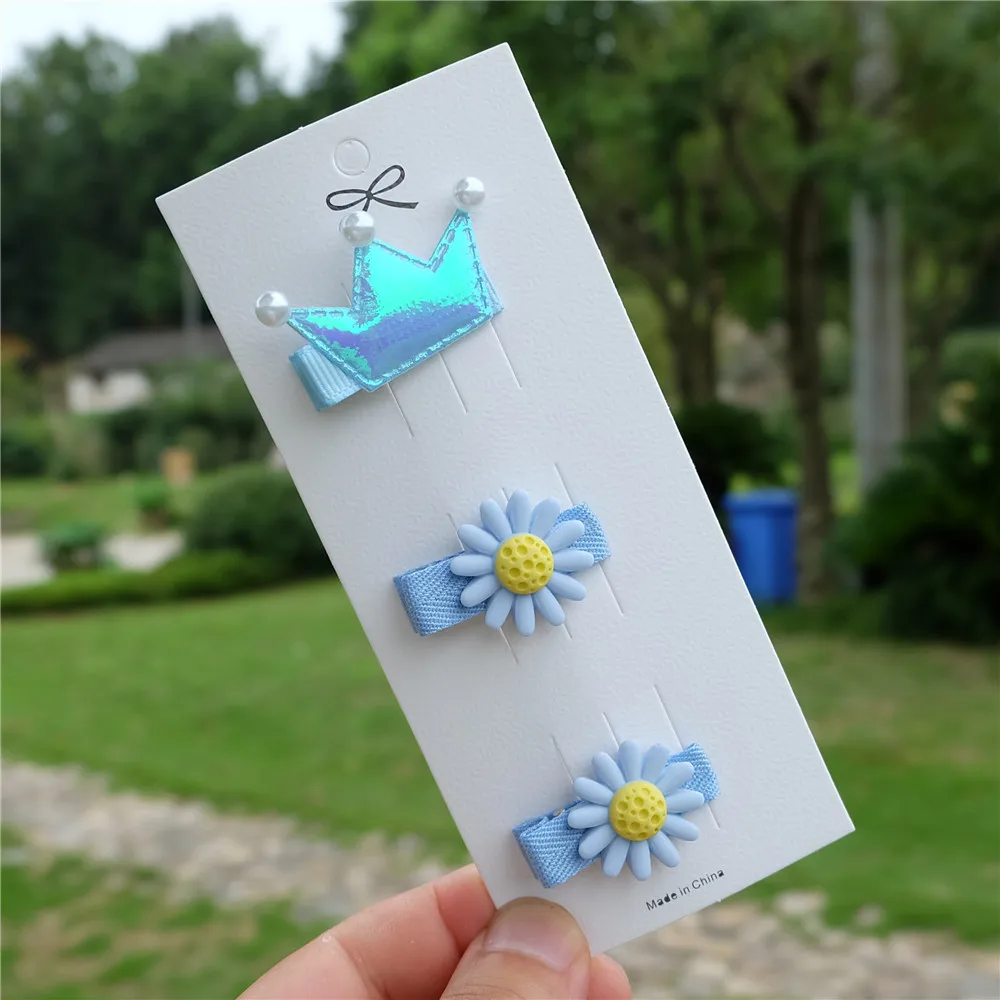 Цветные детские заколки для волос 3 шт./компл. блестящие в виде короны милые