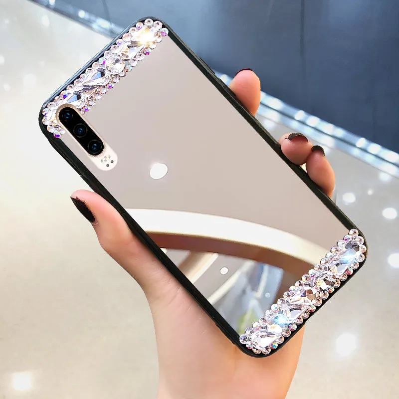 Andme зеркало Стразы чехол для телефона huawei P30 алмаз милый роскошный силиконовый