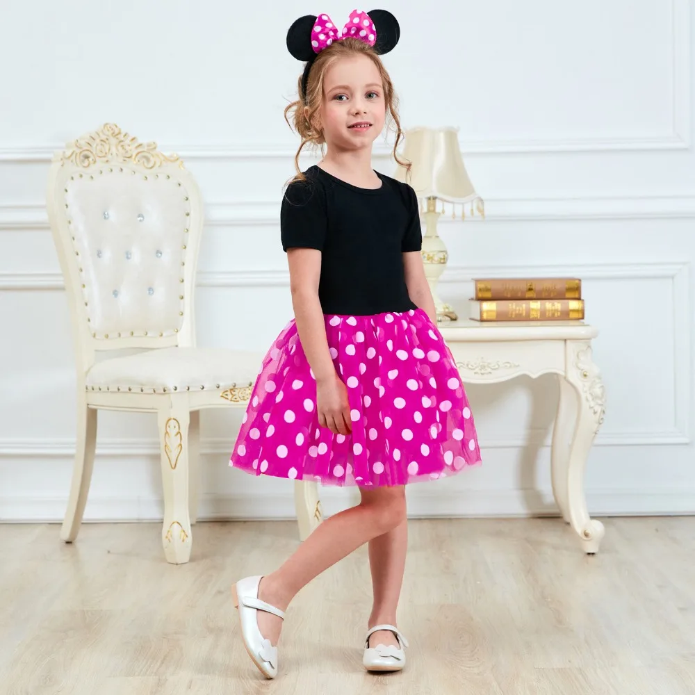 Детское платье-пачка в горошек с повязкой на голову | Детская одежда и обувь