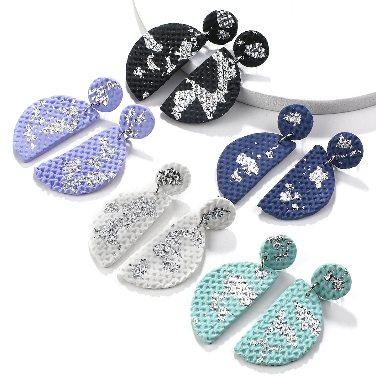 Женские полукруглые серьги подвески AENSOA из полимерной глины ручной работы