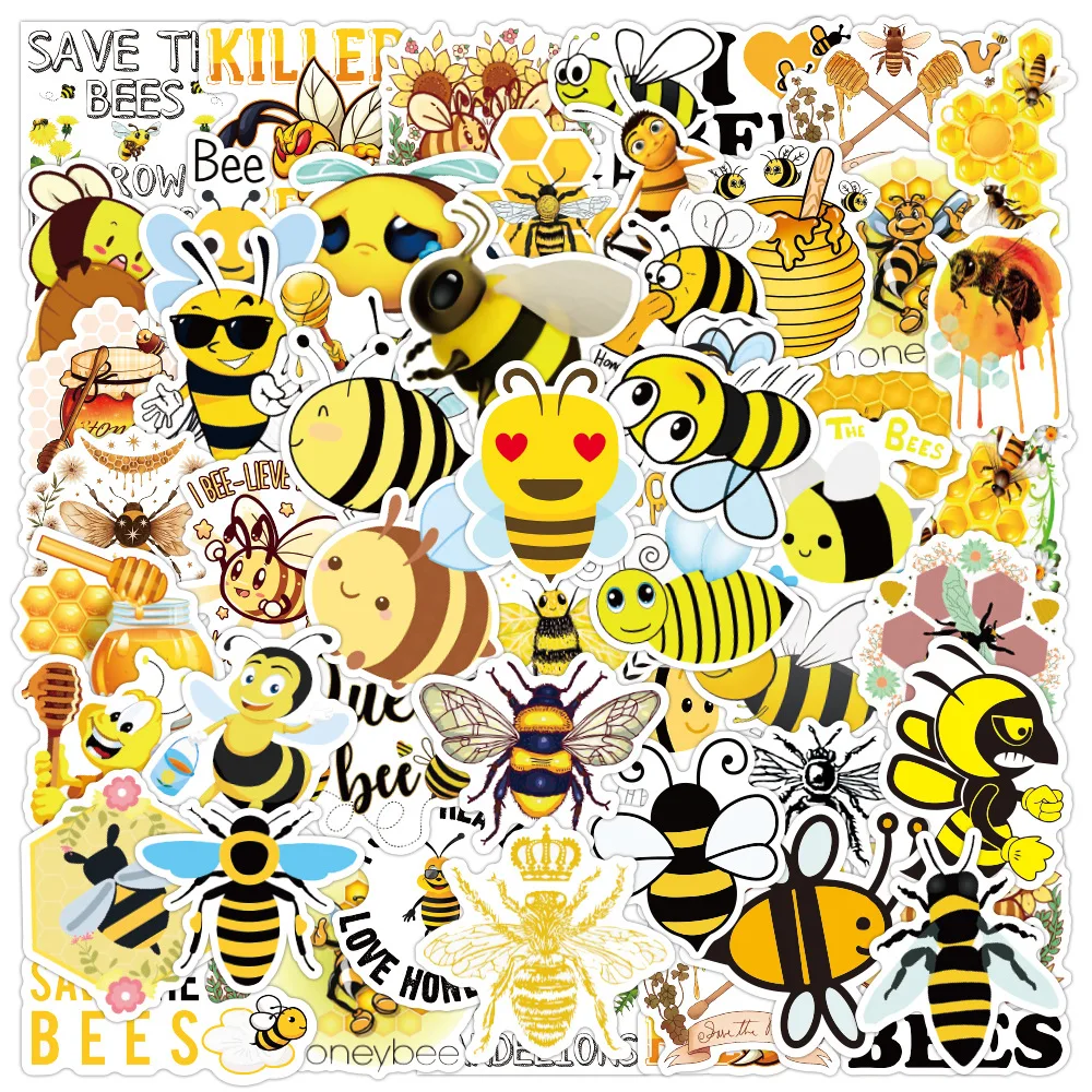 

10/30/50PCS Kawaii Cute Bee Cartoon Stickers Aesthetic Laptop Phone Water Bottle Waterproof Graffiti Decal Sticker Packs Kid Toy