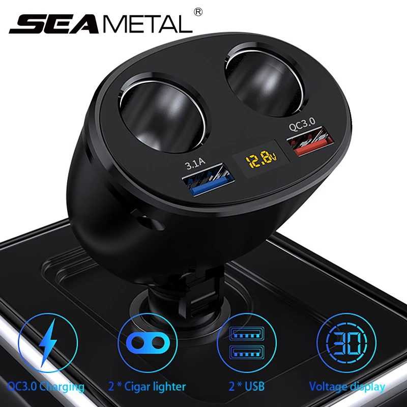 Автомобильное зарядное устройство USB для прикуривателя QC сплиттер быстрой