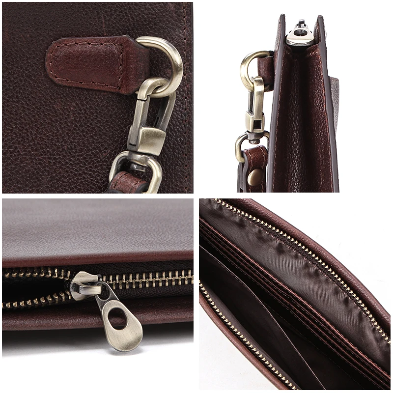 CONTACT'S Мужской клатч из натуральной кожи от бренда с металлическим ремешком