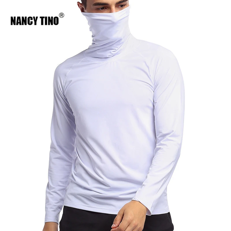 

NANCY TINO High Collar T-Shirt for Men Hunting Lining Polyester Breathable Quick Drying Soft Fitness Workout Sports Base Wear