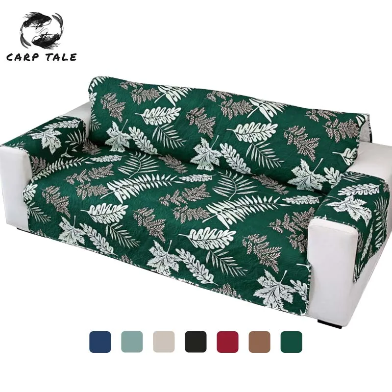 

1/2/3 Seater Leaf Print Quilted Sofa Covers For Dogs Pets Kids Anti-Slip Couch Recliner Slipcovers Armchair Furniture Protector