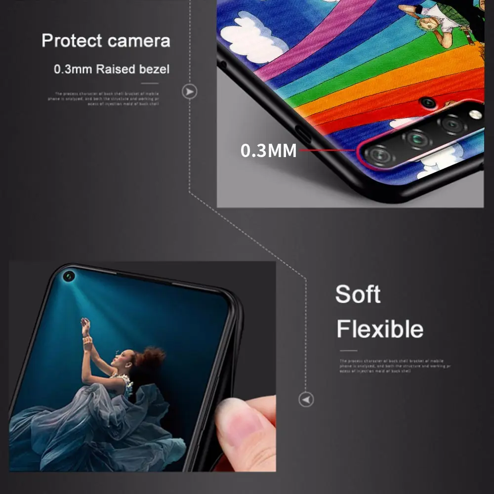 

Silicone Black Case For Huawei Honor 20 Pro 30 9X Lite Play 9A 9S 8X 30i X10 Max 5G Youth Back Cover One Piece Luffy Anime