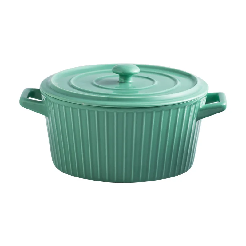 

Binaural Bowl Ceramic Salad Bowl with Cover Instant Noodle Bowl Soup Bowl Nordic Simple Tableware