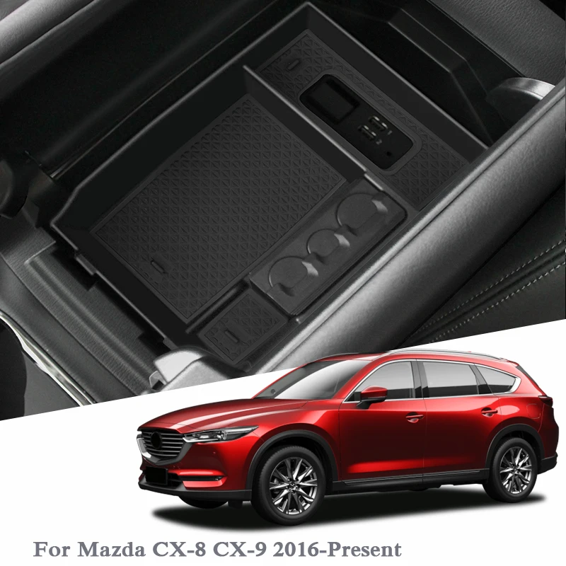 

Car Styling ABS For Mazda CX-8 CX-9 2016-Present LHD Car Center Console Armrest Storage Box Cover Interior Auto Accessories