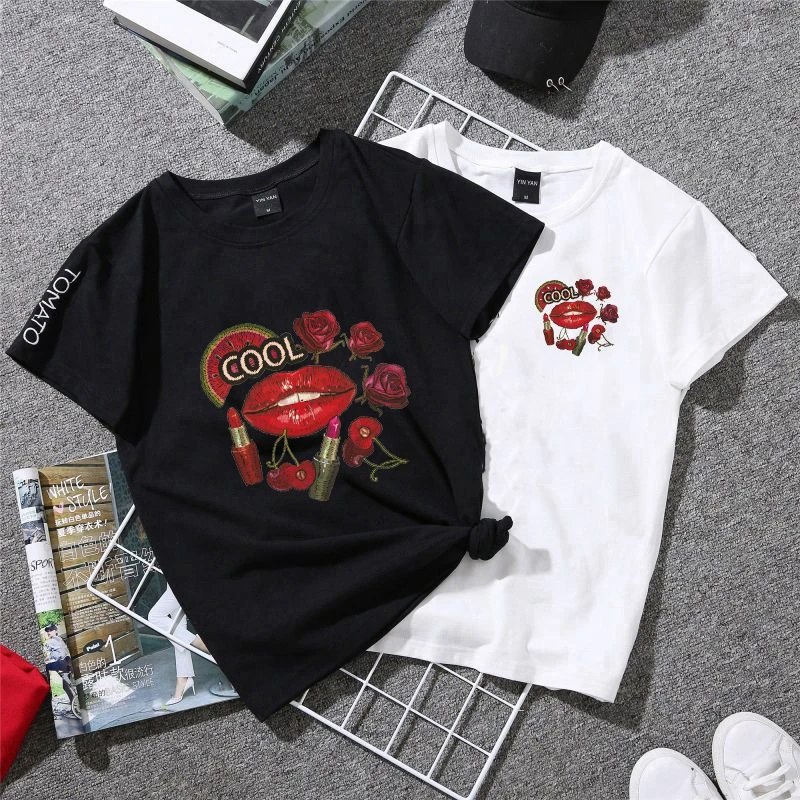 2019 New Patches Red Lip Kiss Ironing on Heat Transfer Printing Stickers Washable for Clothes T-shirts DIY Appliques | Дом и сад