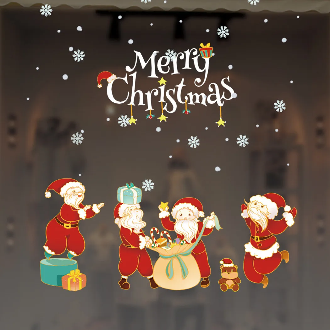 Christmas Window Stickers Electrostatic Stickers Door And Window Stickers Christmas And New Year Scene Layout Decoration