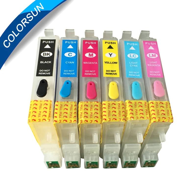 Картридж для принтера Colorsun 6 шт. многоразовые чернильные картриджи Epson Stylus Photo R200