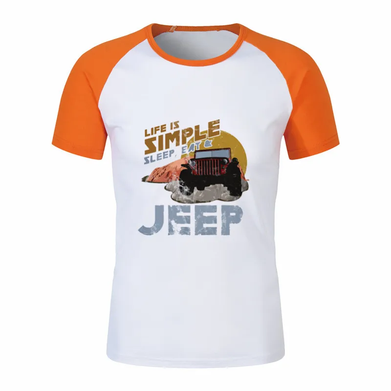 Jeep Графические футболки, рубашка с аркадным принтом, Мужская футболка, Повседневная футболка с коротким рукавом, Мужская Уличная одежда - Цвет: P1774A-orange