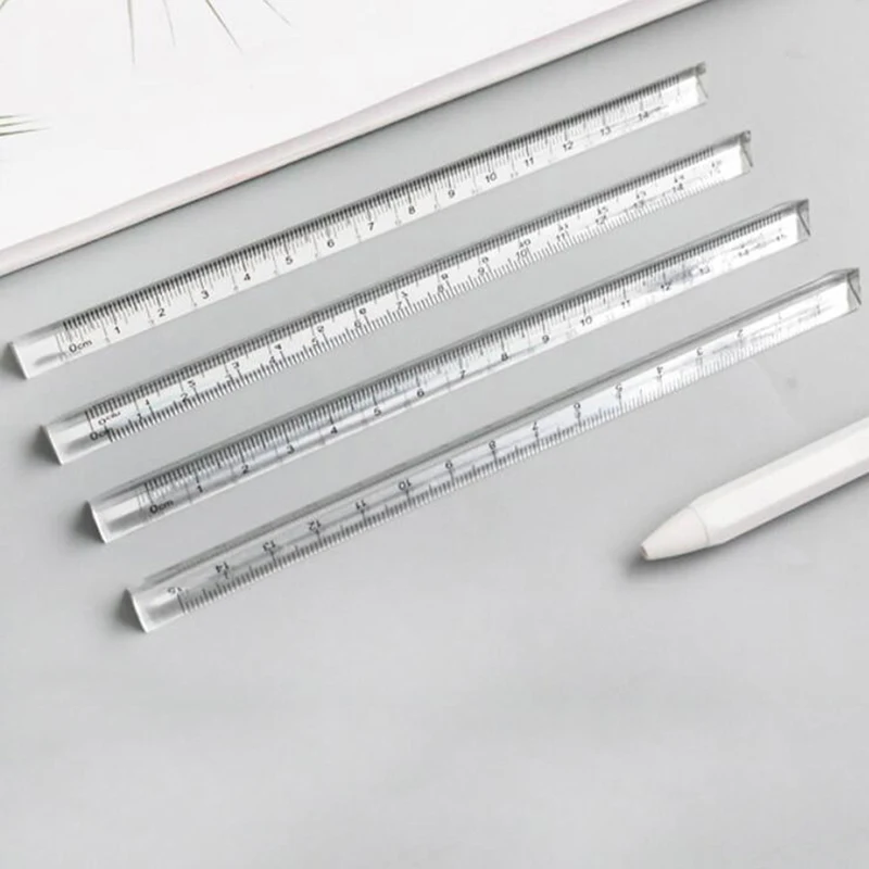 

15cm Transparent Straight Ruler Students Stationery Simple Triangular Rulers Both Sides Acrylic Measuring Tools