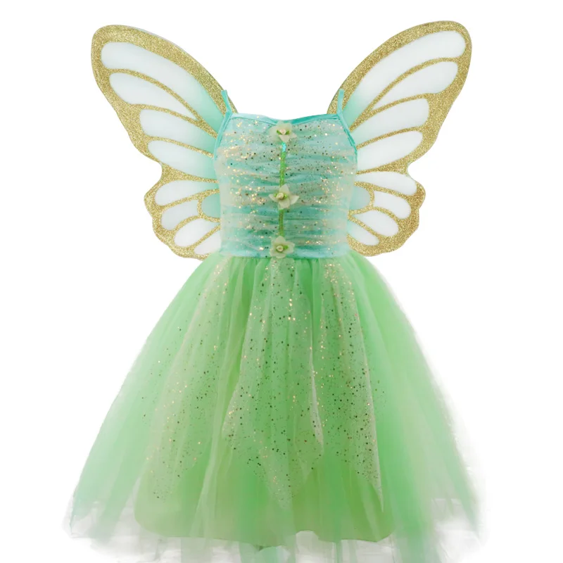 girls flower fairy dress up kids princess fairies fancy dress with wings child halloween princess costume elves party clothes free global shipping