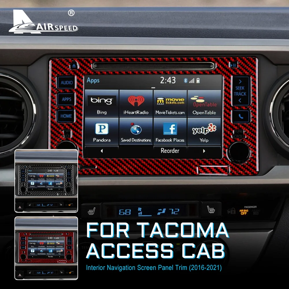 

AIRSPEED Carbon Fiber for Toyota Tacoma 2016-2021 Accessories Interior Trim Car Central Navigation Screen Panel Cover Sticker