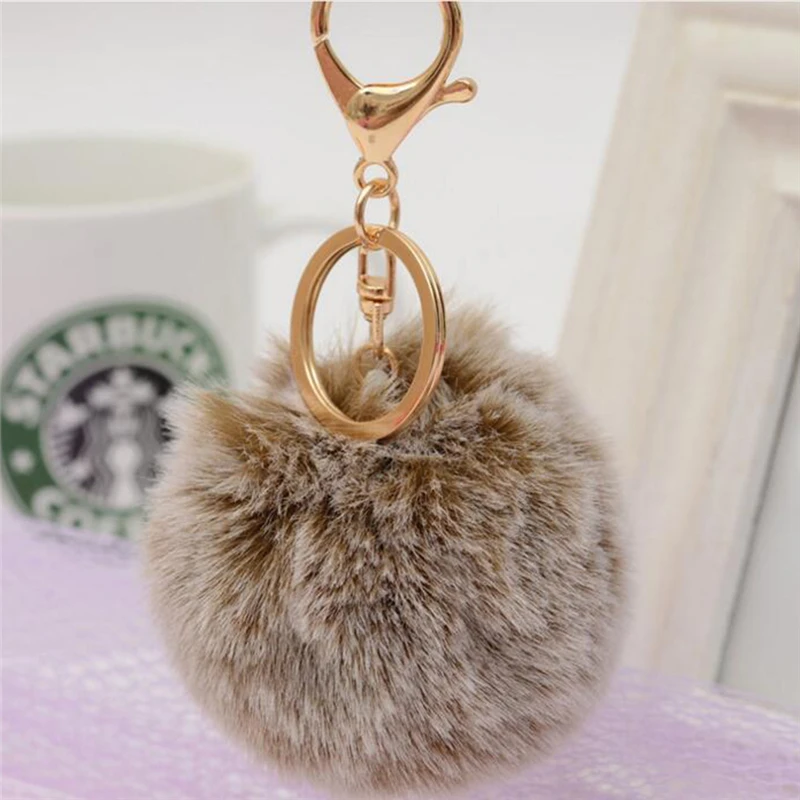 Белый наконечник меховой помпон шарик брелок для ключей 1 мяч 5 цветов женская