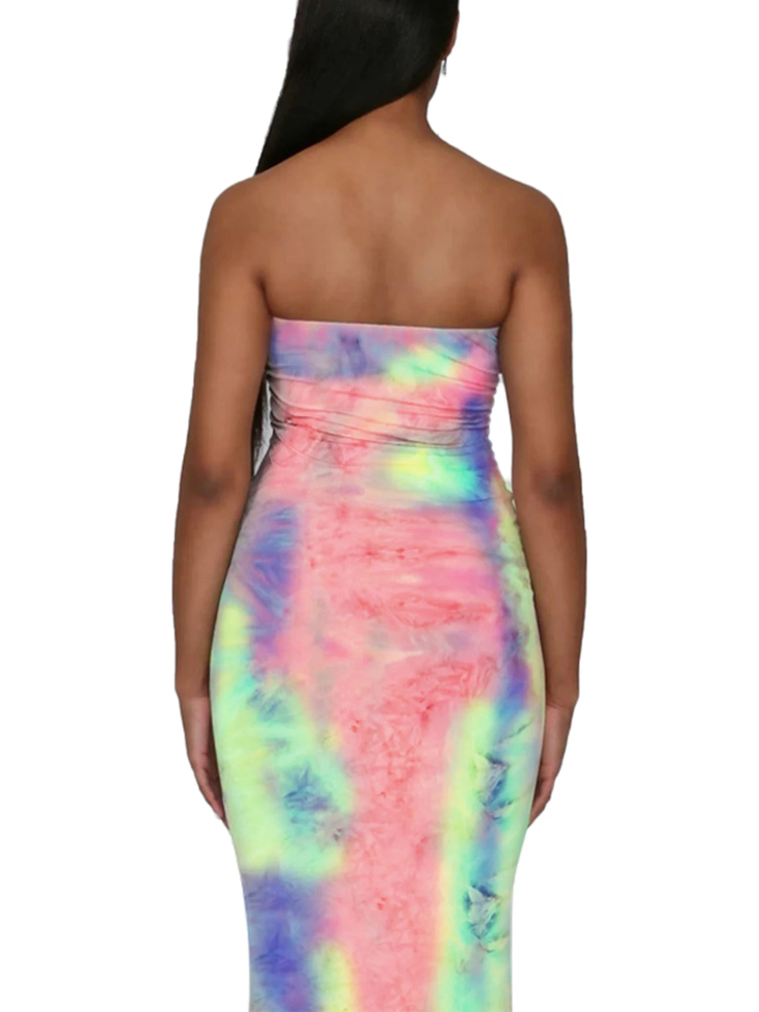 Платье женское летнее без бретелек пикантное облегающее миди рукавов с плоской