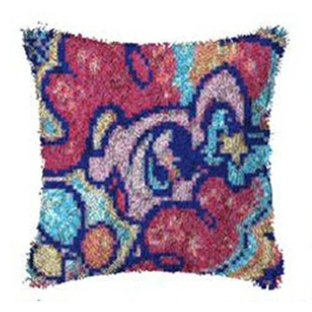 

Latch hook pillow with Pre-Printed Pattern Cartoon Horse Unfinished Crocheting Yarn Mat cross stitch pillows Home decoration