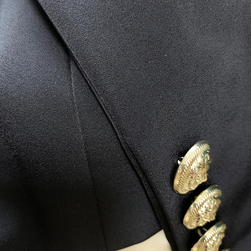 

2021 Autumn Brand Designer Formal Blazers Women'S Slim Fitting Lion Metal Buttons Blazers Woman Cardigan Black Jacket Coat Suits
