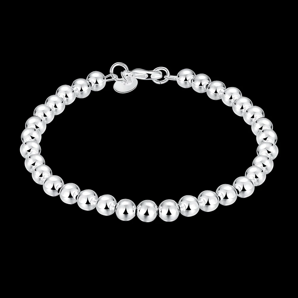 

Hot sale classic 4mm bead chain fashion 925 sterling silver Bracelet for woman man Wedding party Christmas Gifts brands Jewelry