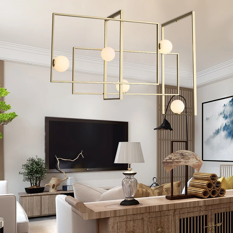 Черный золотой медный светодиодный G9 MONDRIAN стеклянный потолочный светильник от