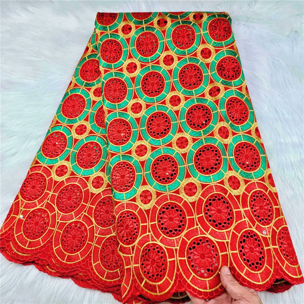 

Genuine Cotton Very Soft African Swiss Voile Lace 5 Yards Modern Traditional Ghana Occasional DressS901