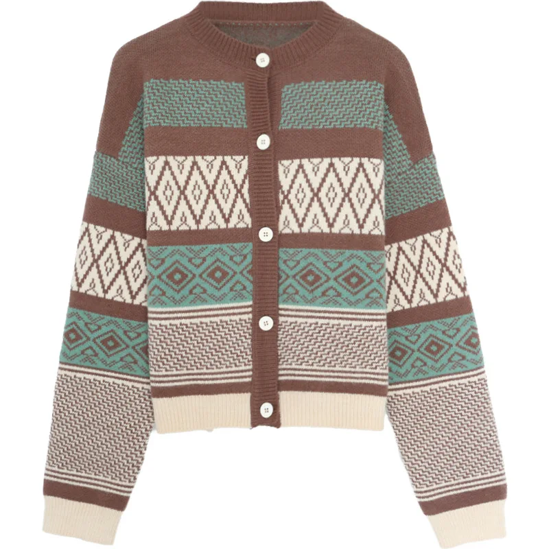 

Knitted Cardigan Sweater Women 2021 New Autumn And Winter Korean Version Of Loose Retro Single-Breasted Lazy Wind Jacket T183