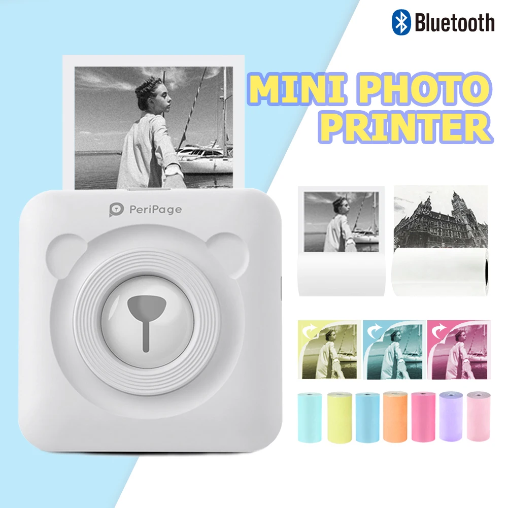 PeriPage Mini Portable Bluetooth Wireless Paper Photo Printer Pocket Thermal Printing USB Connection Impresoras Fotos Set | Компьютеры и