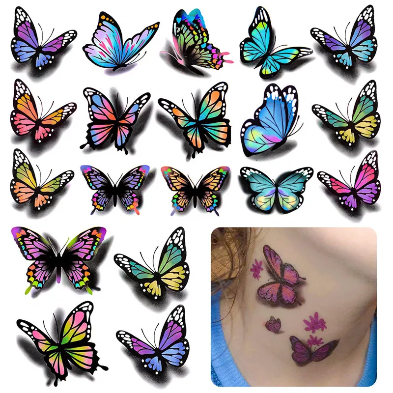 

10 Sheets Butterfly Temporary Tattoos Small Waterproof Tattoo Stickers for Women Men Body Decoration Random Styles