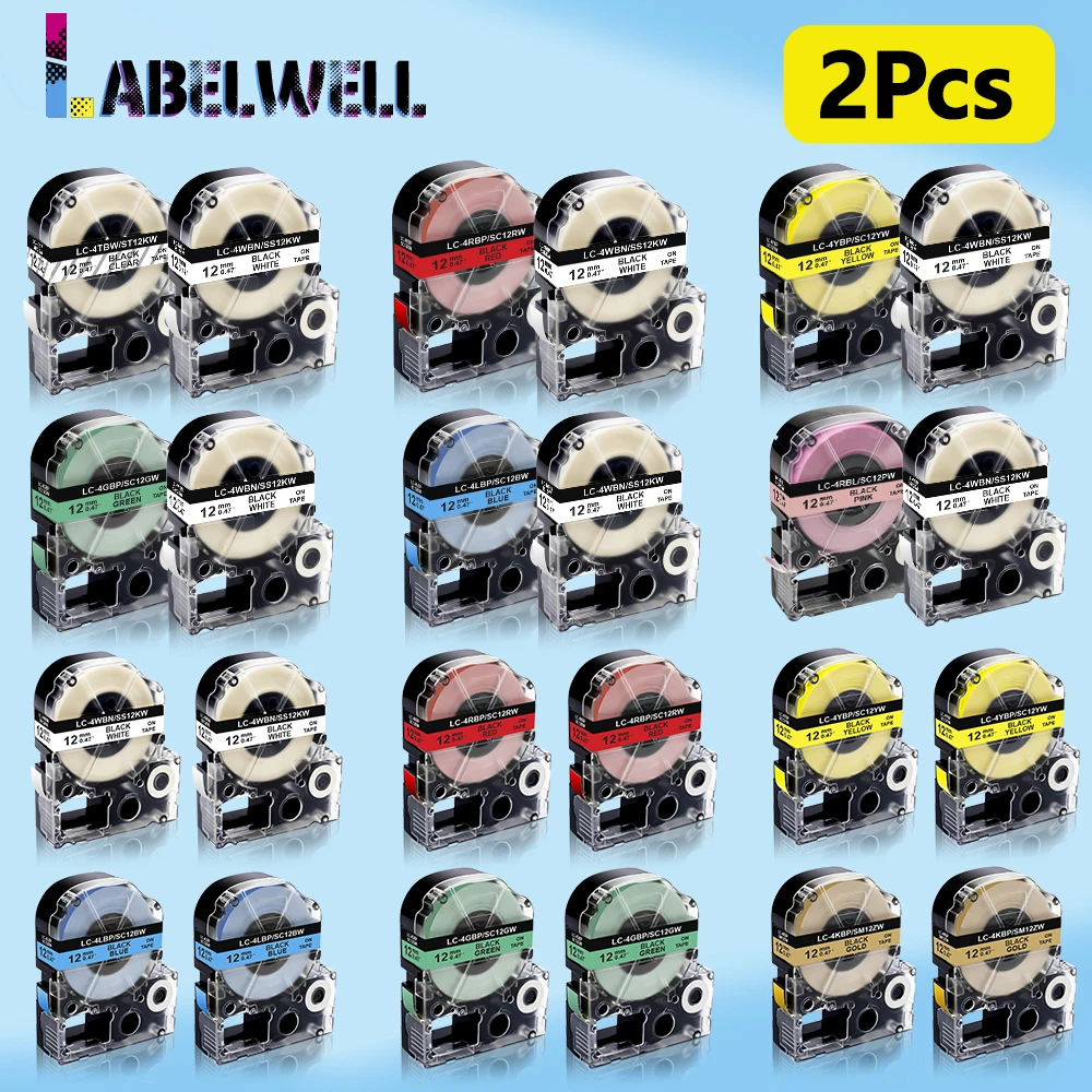 Labelwell 2PK 12 мм SS12KW ST12KW запечатанных лент для SC12RW SC12YW SC12BW совместимый Epson принтер