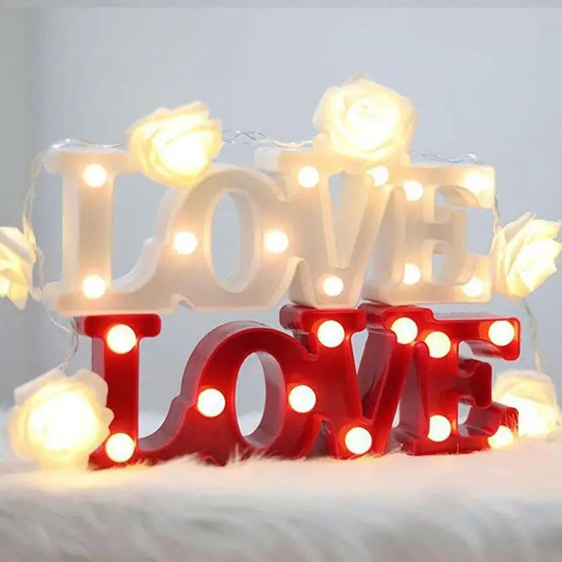 

3D Love Heart Led Letter Lamps Indoor Decorative Sign Light Marquee Party 3D Gift Night Romantic Night Wedding Led Lamp Dec G0I1