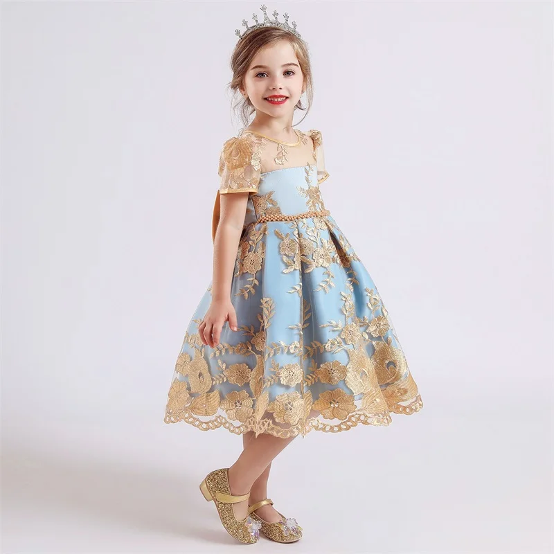 Детское платье для девочек детское празднивечерние с цветочной вышивкой