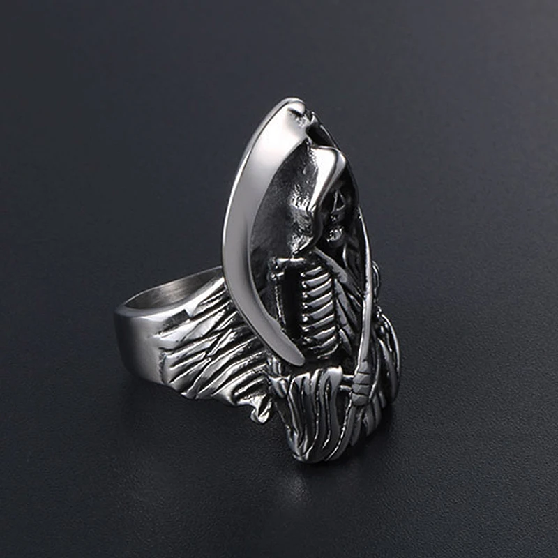 Винтажный в стиле панк готика серп кольцо с черепом для Для мужчин и женщин