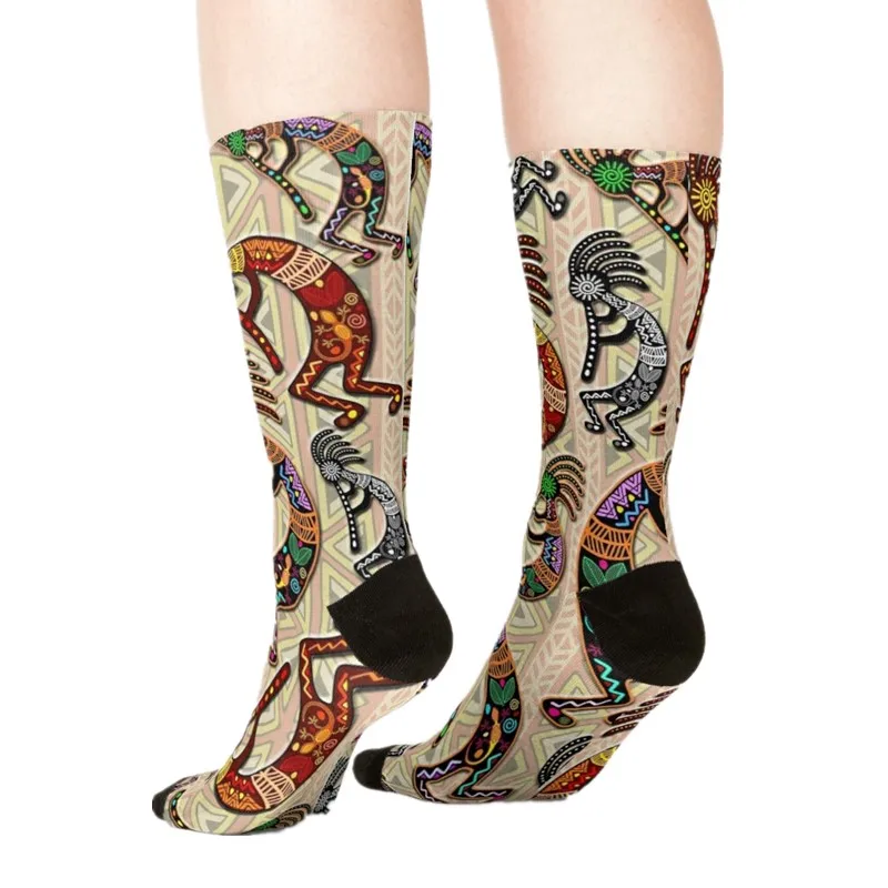 

Women's socks kawaii Red and Navy Blue Floral Printed Socks Woman harajuku Happy Funny Novelty cute girl gift Socks for women