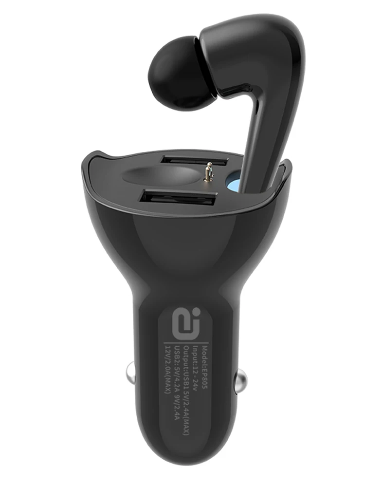 

Car True Wireless Bluetooth 5.0 Headset For In-ear Driving Dedicated Call Car Dual USB Charger Fast Dharging Car Kit EP805