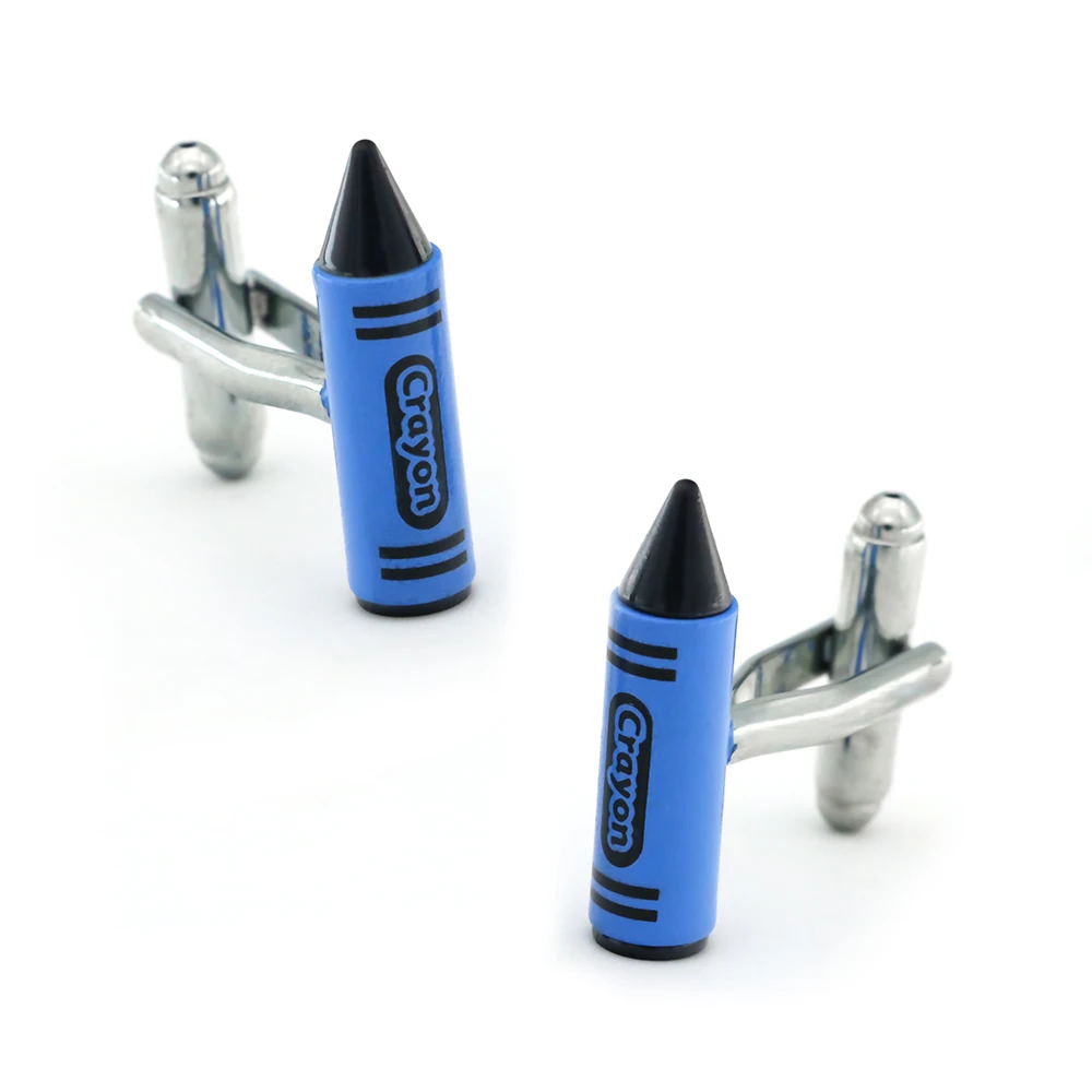 Мужские карандашные запонки качественный латунный материал синий цвет карандаш
