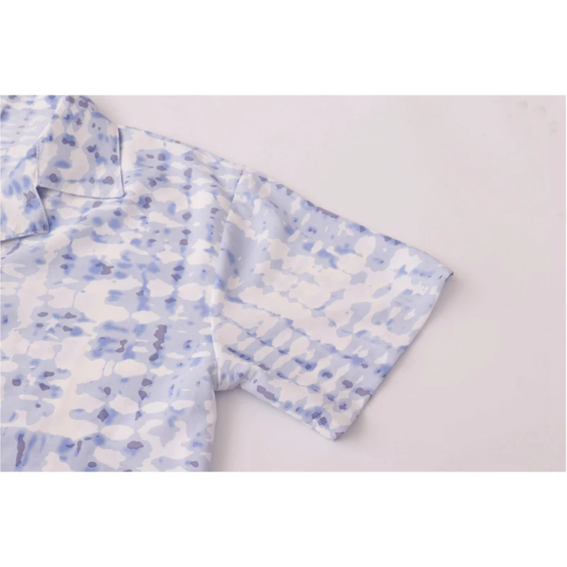 

2021 Summer New Vintage Oil Painting Print Women Blouses Casual Notched Collar Short Sleeve Chiffon Shirt Lady Trendy Design Top