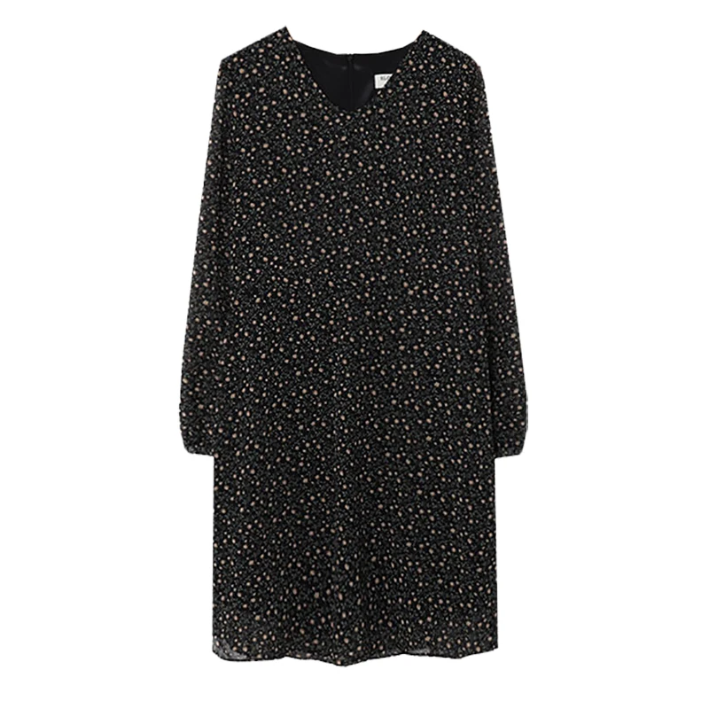 

Korean Style 2021 Spring New Retro Mori Style Waist Slimming Floral Skirt Elegant V-neck Chiffon Dress for Women