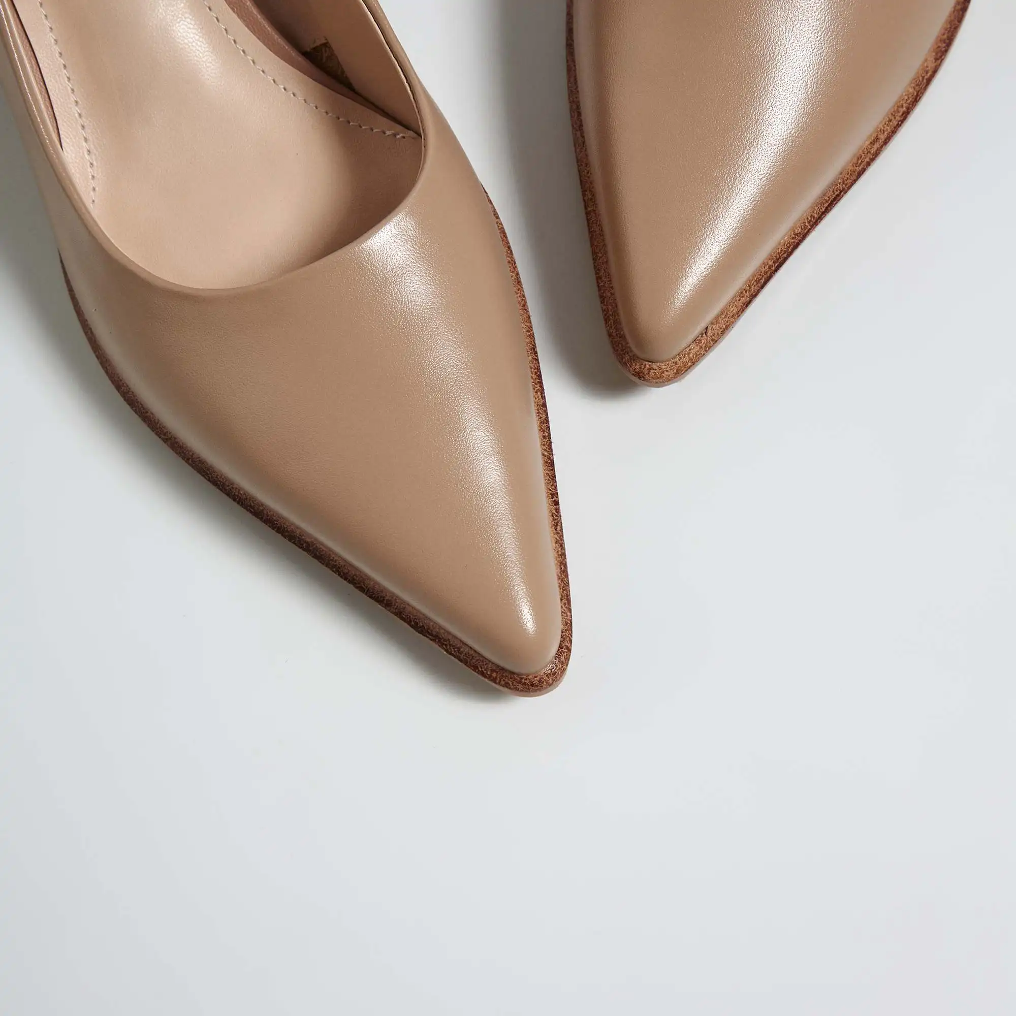 

Krazing Pot simple style autumn shoes full grain leather vintage pointed toe med strange heels slip on handmade women pumps L01
