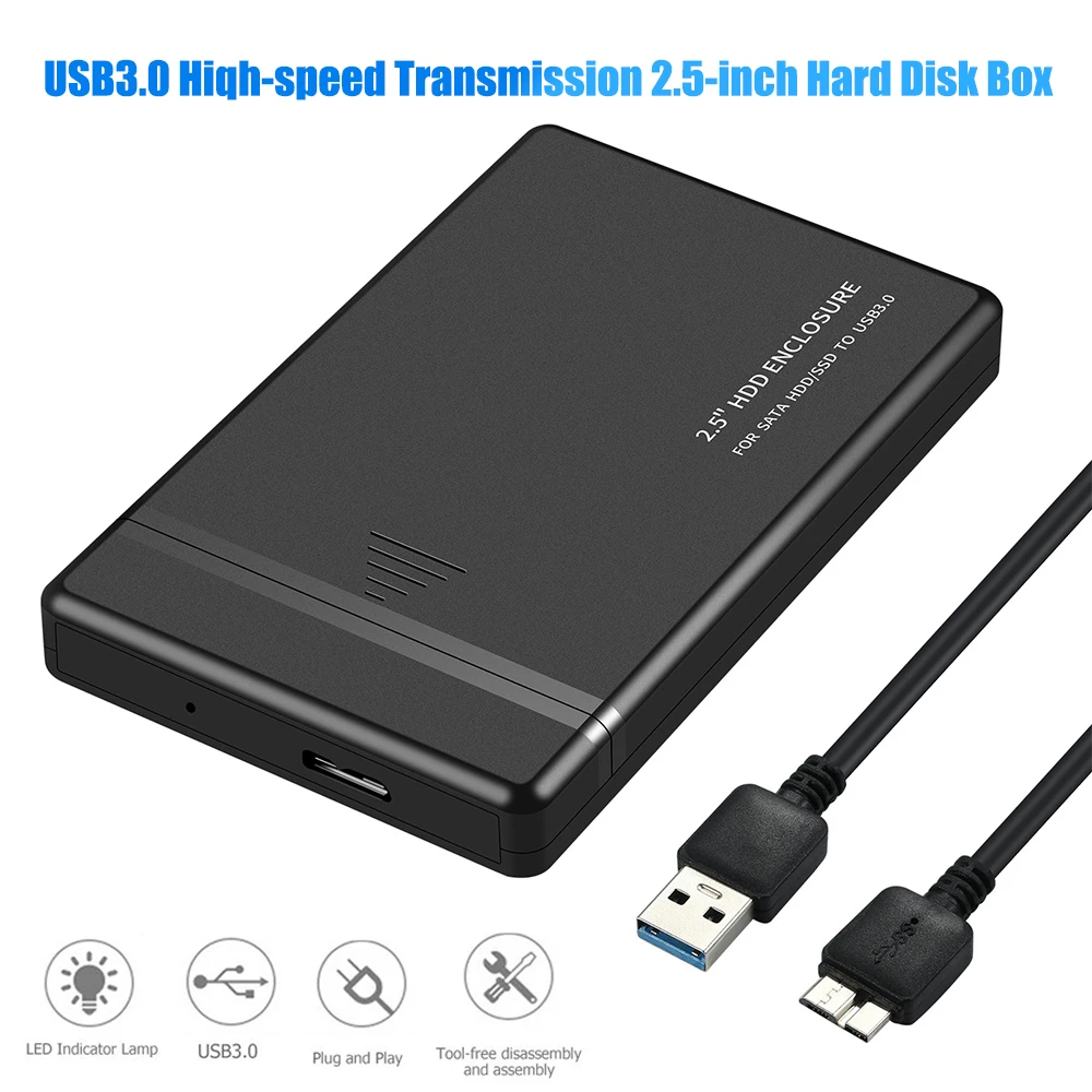 

SATA Hard Drive Enclosure HDD/SDD to USB2.0 3.0 Type C 2.5 Inch External Hard Drive Disk for Game Console HDTV Computer