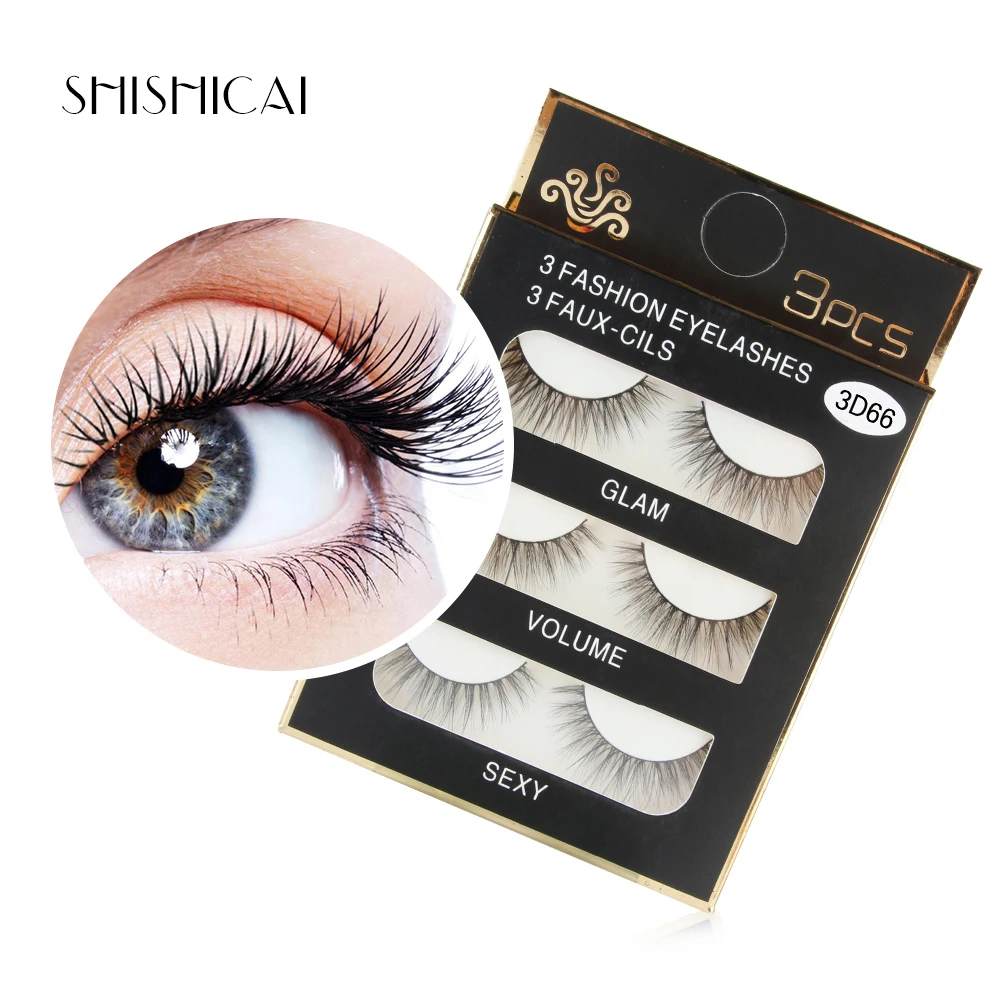 SHISHICAI 3 пар/упак. чистый хлопок нить накладные ресницы грязные мягкие натуральные