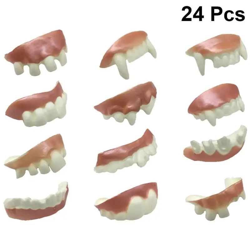 

24pcs Denture Model Funny Interesting Creative Spoof Tooth Dress up Toys Fake Teeth for Festival Party Masquerade