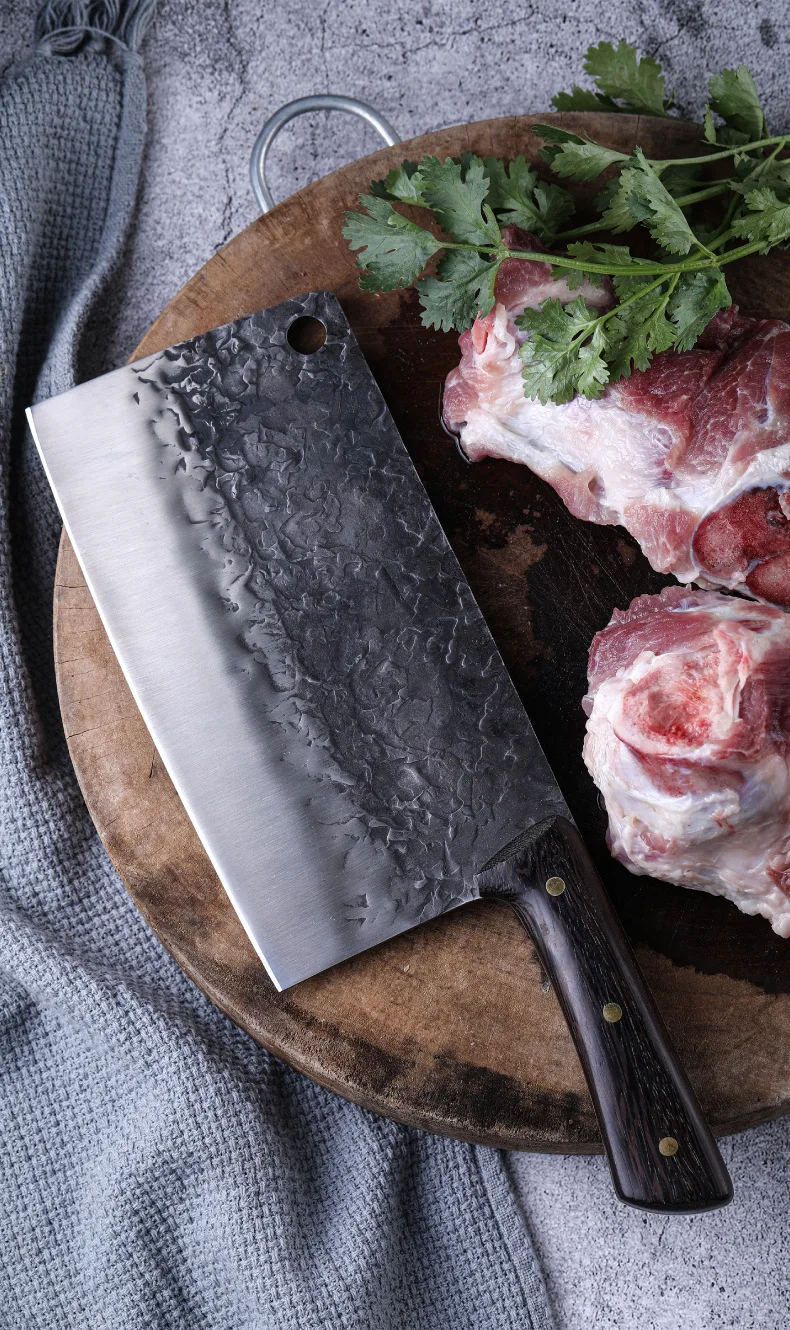 

Handmade forged knife dual purpose kitchen knife slice stainless steel manganese steel chicken wings wooden handle chef's knife