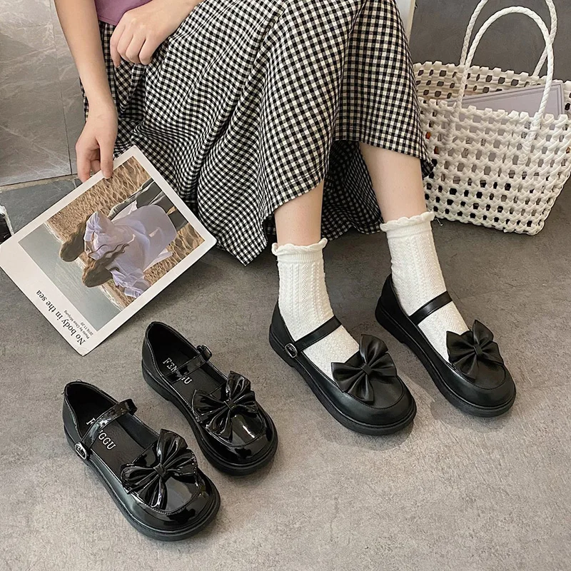 

All-Match Bow-Knot Womens Loafers Shoes Casual Female Sneakers Oxfords British Style Soft Round Toe Butterfly Slip-on Leather Ne