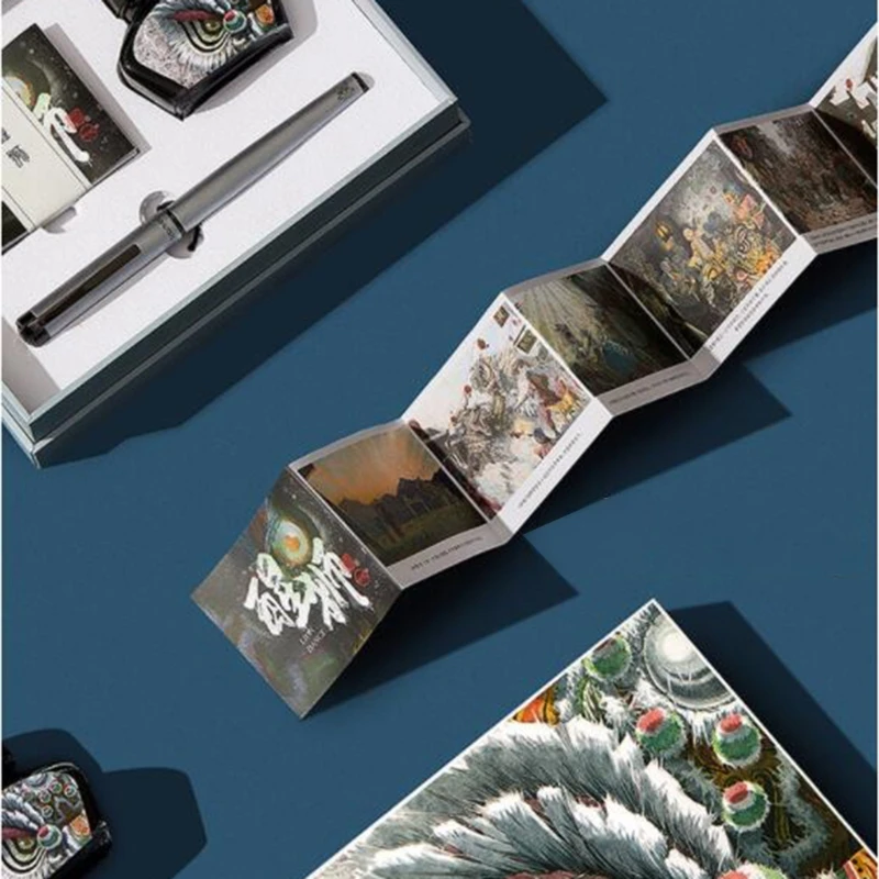 

Classic Fountain Pen Calligraphy Writing Pen Dancing Lion Pattern Design with 30ml Ink Bottle Exquisite Birthday Gifts