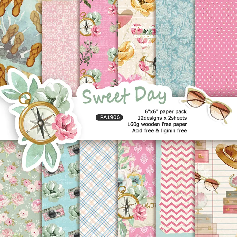 6 дюймов 12/24 листов сладкий день скрапбукинга колодки бумага Оригами